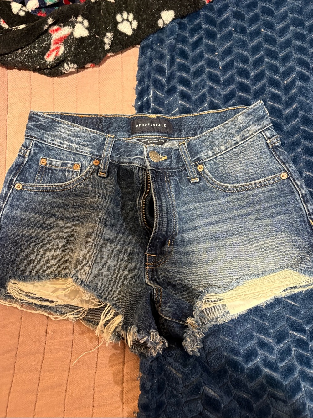 Aeropostale Blue Distressed Cutoff Denim Shorts